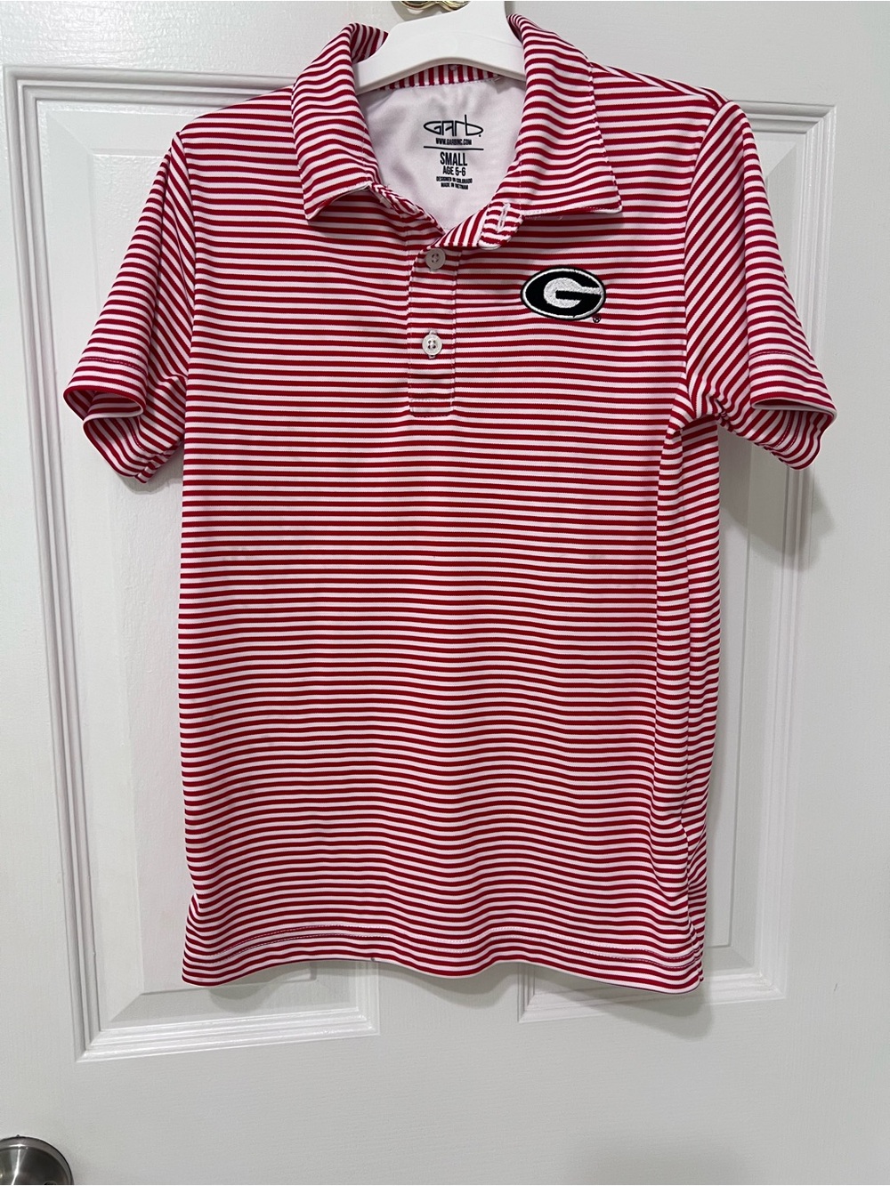 Georgia Bulldogs Red & White Striped Polo
